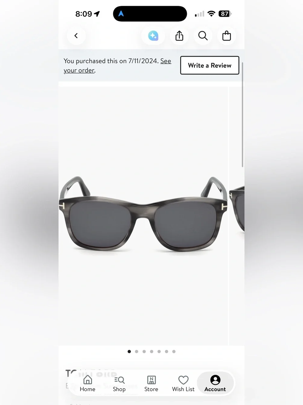 Tom Ford gray sunglasses Eric 55mm